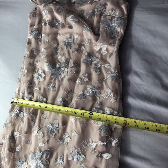 CALVIN KLEIN Embroidered Gown Blush Pink Sz 4 Floor Length Dress Cap Sleeve Prom - Picture 12 of 16